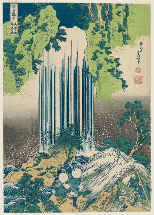 Order Art Reproductions The Care-of-the-aged Falls In Mino Province by Katsushika Hokusai (1760-1849, Japan) | ArtsDot.com
