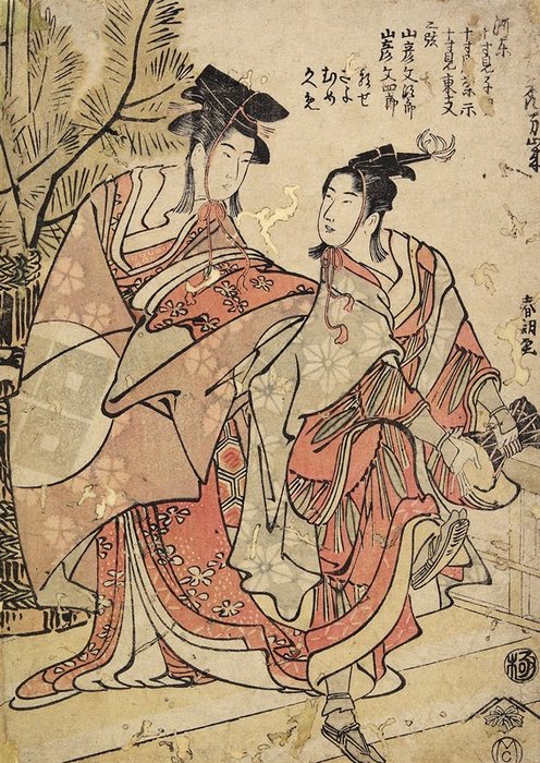 Buy Museum Art Reproductions The First Month, Manzai Dancers by Katsushika Hokusai (1760-1849, Japan) | ArtsDot.com