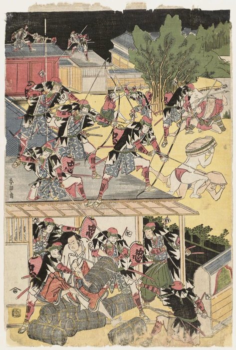 Order Art Reproductions The Night Attack In Act Xi Of The Storehouse Of Loyal Retainers by Katsushika Hokusai (1760-1849, Japan) | ArtsDot.com