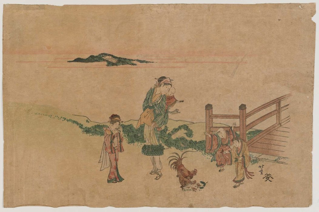 Buy Museum Art Reproductions Woman, Children, And Chickens by Katsushika Hokusai (1760-1849, Japan) | ArtsDot.com