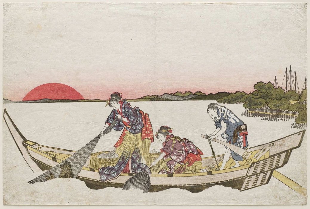 Order Artwork Replica Women Fishing For Sea Bream (tai) by Katsushika Hokusai (1760-1849, Japan) | ArtsDot.com