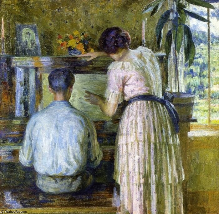 Order Paintings Reproductions The Piano Lesson by Louis Ritman (Inspired By) (1889-1963, Russia) | ArtsDot.com