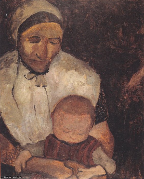 Order Oil Painting Replica Seated Peasant Woman With Child On Her Lap by Paula Modersohn Becker (1876-1907, Germany) | ArtsDot.com