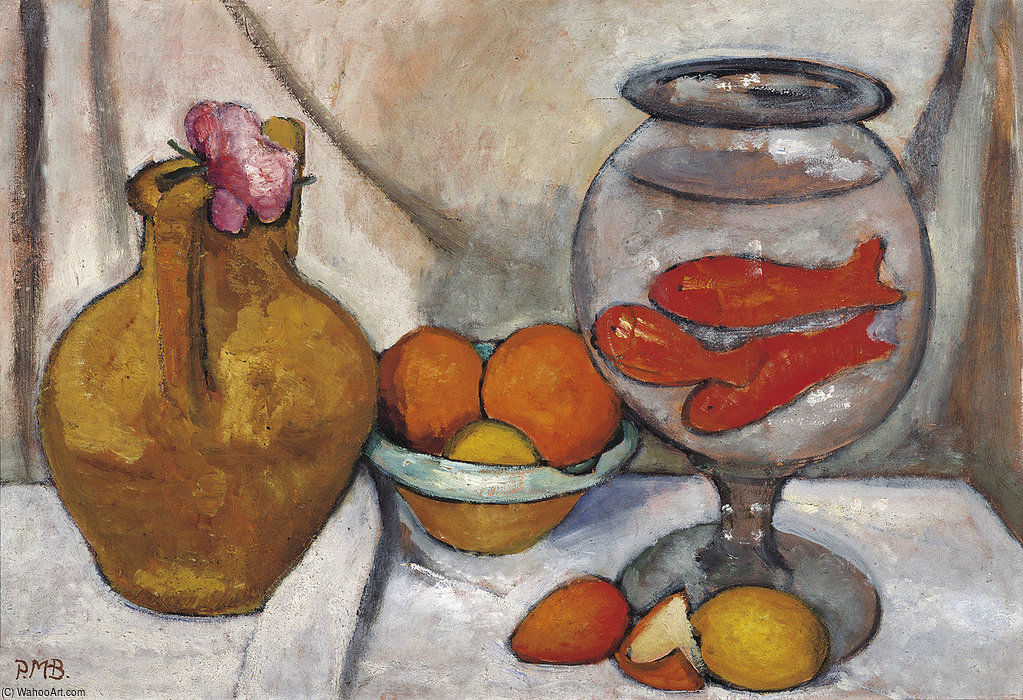 Order Art Reproductions Still-life With Goldfish Bowl by Paula Modersohn Becker (1876-1907, Germany) | ArtsDot.com