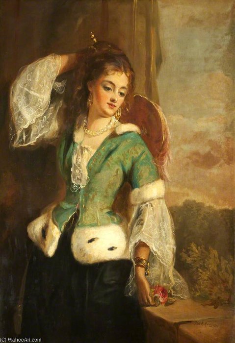 Buy Museum Art Reproductions Portrait Of A Lady In A Green Jacket by Philip Richard Morris (1836-1902, United Kingdom) | ArtsDot.com