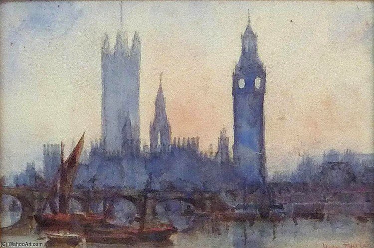 Order Paintings Reproductions London From The River by Rose Maynard Barton (1856-1930, Ireland) | ArtsDot.com