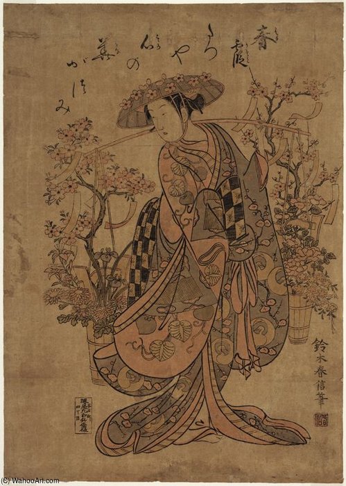 Order Artwork Replica A Flower Seller by Suzuki Harunobu (1725-1770, Japan) | ArtsDot.com