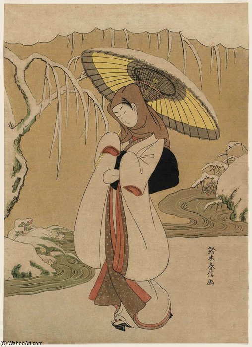 Order Oil Painting Replica The Heron Maiden by Suzuki Harunobu (1725-1770, Japan) | ArtsDot.com