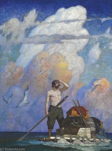 Order Artwork Replica For A Mile, Or Thereabouts, My Raft Went Very Well by Nc Wyeth (1882-1945, United States) | ArtsDot.com