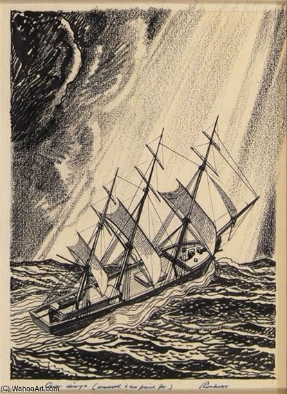Buy Museum Art Reproductions Sail Boat In Storm by Rockwell Kent (Inspired By) (1882-1971, United States) | ArtsDot.com