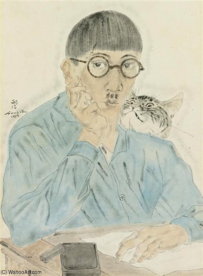 Order Artwork Replica Autoportrait À L`atelier by Léonard Tsugouharu Foujita (Inspired By) (1886-1968, Japan) | ArtsDot.com