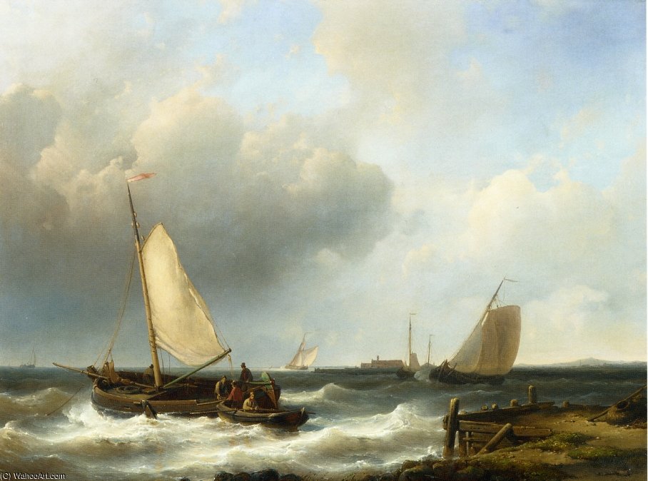 Buy Museum Art Reproductions Shipping Of The Dutch Coast by Abraham Hulk Senior (1813-1897, Netherlands) | ArtsDot.com