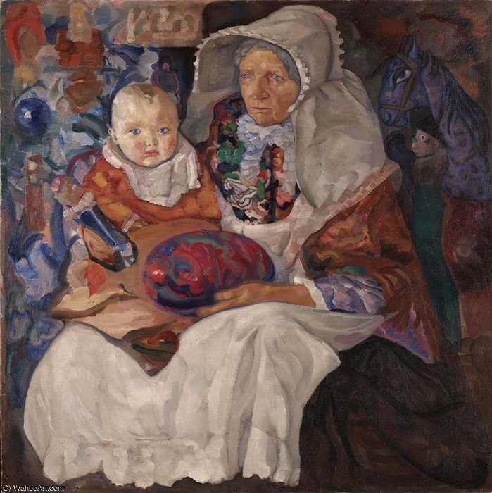 Order Art Reproductions Childhood by Boris Dmitrievich Grigoriev (1886-1939, Russia) | ArtsDot.com