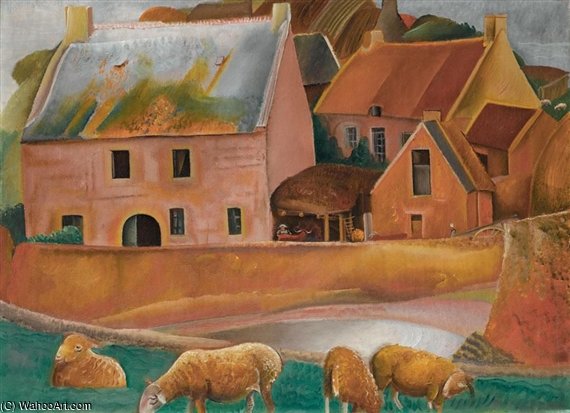 Order Artwork Replica Farm With Rams by Boris Dmitrievich Grigoriev (1886-1939, Russia) | ArtsDot.com