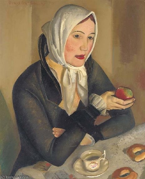Order Paintings Reproductions Woman With Apples by Boris Dmitrievich Grigoriev (1886-1939, Russia) | ArtsDot.com