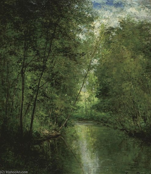 Order Artwork Replica River In The Forest by Cesar De Cock (1823-1904, Belgium) | ArtsDot.com