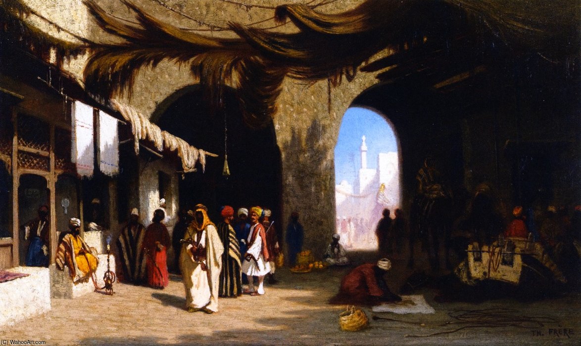 Order Oil Painting Replica A Bazar In Beirut by Charles Théodore Frère (Bey) | ArtsDot.com