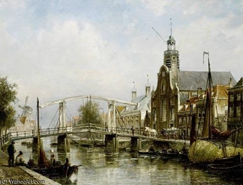 Buy Museum Art Reproductions View Of The Magere Brug by Cornelis Christiaan Dommelshuizen (1842-1928, Netherlands) | ArtsDot.com