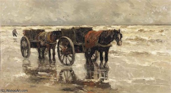 Order Paintings Reproductions Shell Fisher On The Beach by Gerhard Arij Ludwig Morgenstje Munthe (1875-1927, Belgium) | ArtsDot.com
