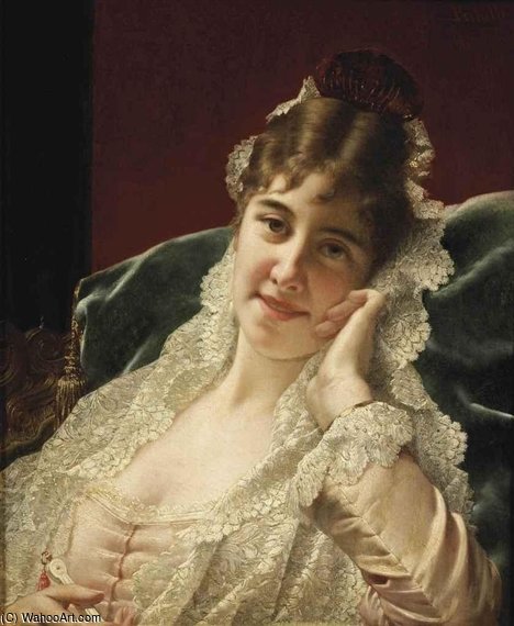Order Paintings Reproductions An Alluring Glance by Jan Frederik Pieter Portielje (1829-1908, Netherlands) | ArtsDot.com