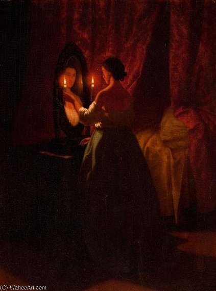 Buy Museum Art Reproductions Woman At A Mirror by Johann Mongels Culverhouse | ArtsDot.com