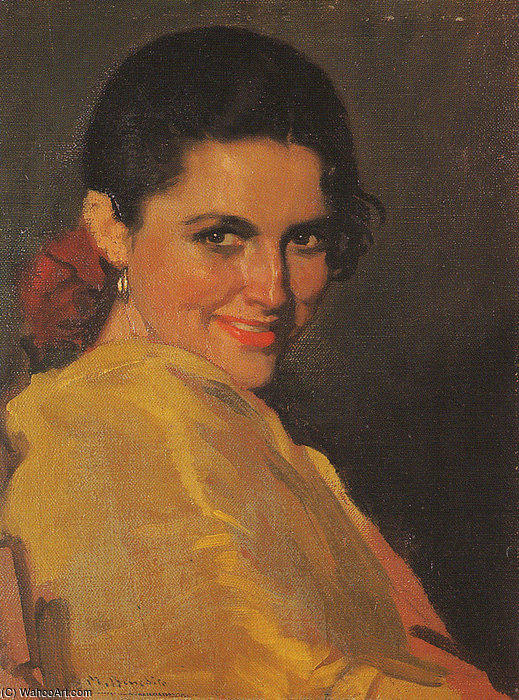 Buy Museum Art Reproductions Retrato De Mujer by Manuel Benedito Vives (Inspired By) (1875-1963, Spain) | ArtsDot.com