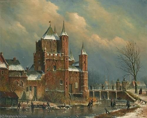 Order Paintings Reproductions The Amsterdam Gate At Haarlem by Oene Romkes De Jongh (1812-1896, Netherlands) | ArtsDot.com