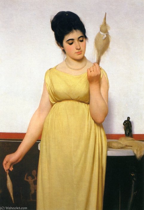Order Paintings Reproductions The Spinner by Raffaelo Sorbi (1844-1931, Italy) | ArtsDot.com