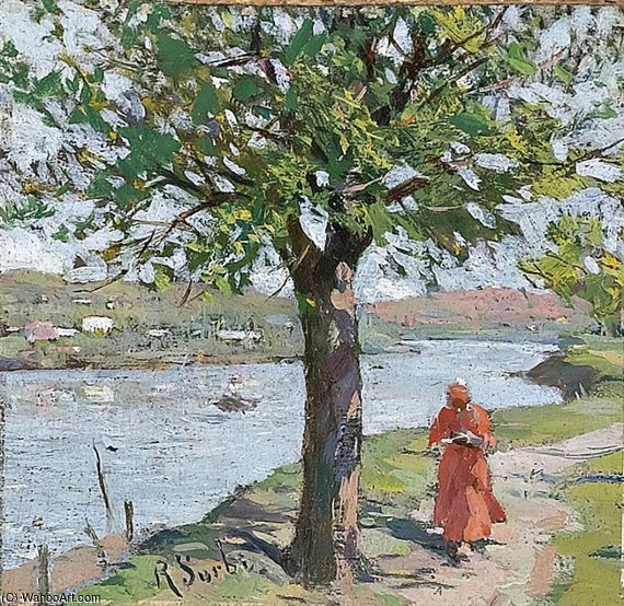 Order Artwork Replica Walking By The River by Raffaelo Sorbi (1844-1931, Italy) | ArtsDot.com