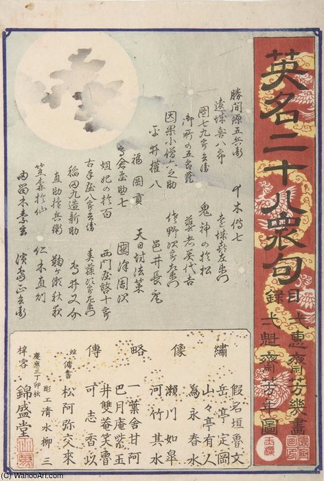Order Art Reproductions Title Sheet For The Series Eimei Nijûhachi-shûku by Tsukioka Yoshitoshi (1839-1892, Japan) | ArtsDot.com