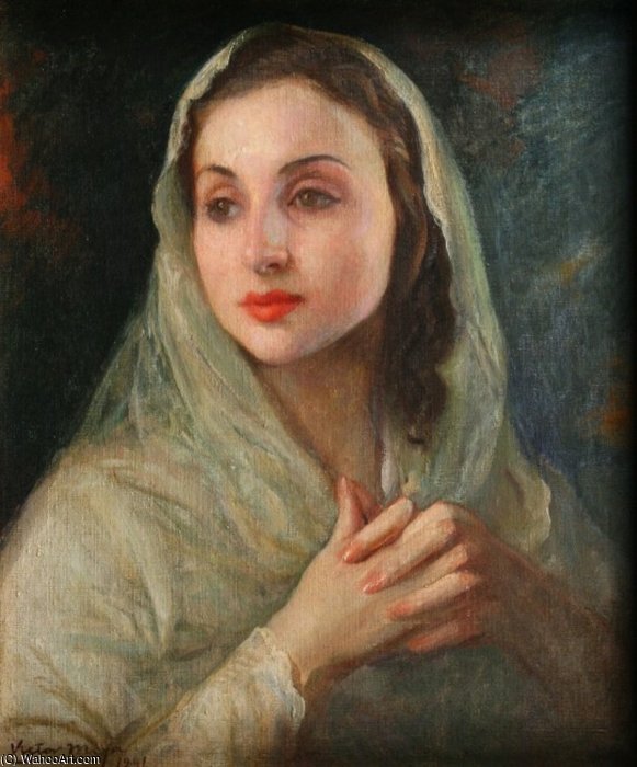 Order Art Reproductions Retrato De Chica by Victor Moya Calvo (Inspired By) (1890-1972, Spain) | ArtsDot.com