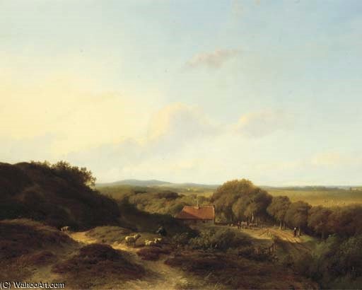 Order Artwork Replica A Panoramic Dune Landscape With A Sportsman In The Foreground by Willem Vester (1824-1871, Netherlands) | ArtsDot.com