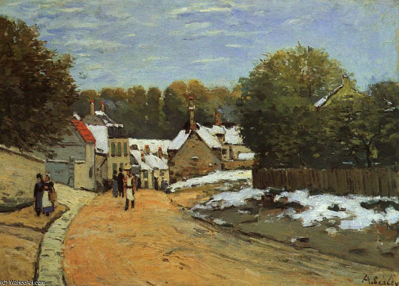 Buy Museum Art Reproductions Early Snow at Louveciennes - oil on canvas -, 1871 by Alfred Sisley (1839-1899, France) | ArtsDot.com