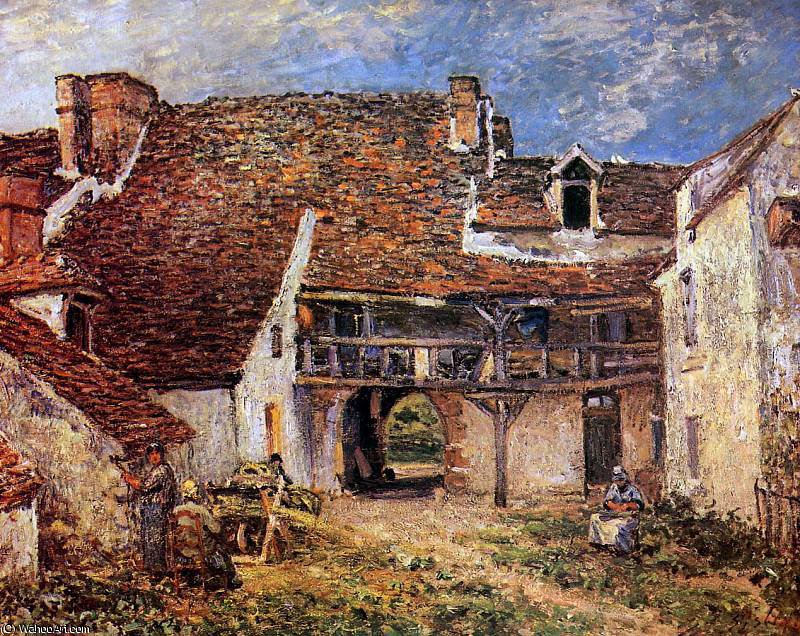 Order Oil Painting Replica Inner court of smithy Sun by Alfred Sisley (1839-1899, France) | ArtsDot.com