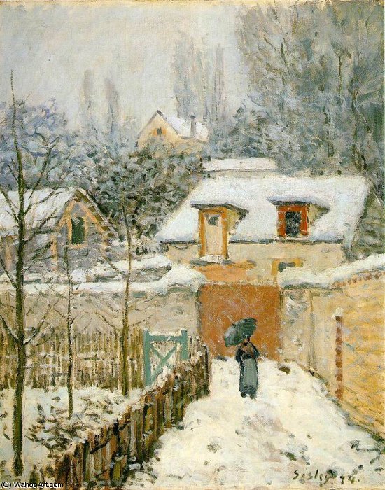 Order Paintings Reproductions Snow at Louveciennes - -, 1874 by Alfred Sisley (1839-1899, France) | ArtsDot.com
