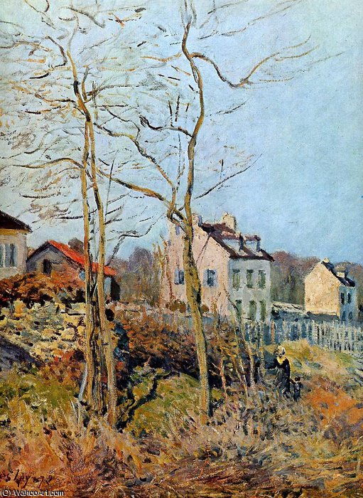 Order Oil Painting Replica Village at the edge of the forest Sun by Alfred Sisley (1839-1899, France) | ArtsDot.com