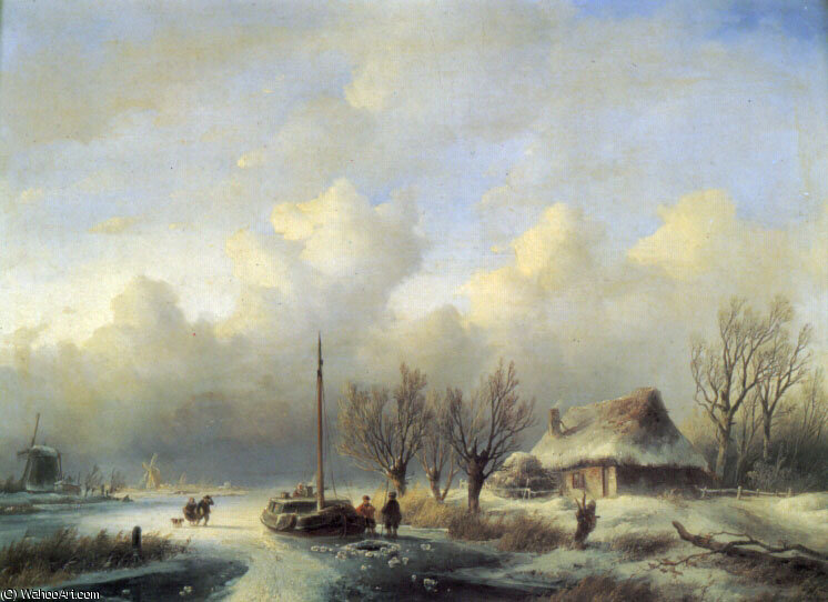 Buy Museum Art Reproductions Figures in a Winter Landscape by Andreas Schelfhout (1787-1870, Netherlands) | ArtsDot.com