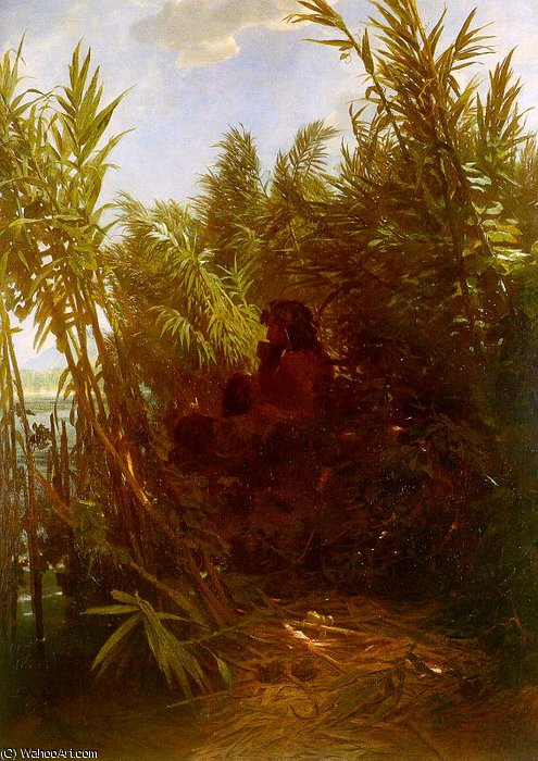 Order Oil Painting Replica Pan Amongst the Reeds, 1857 by Arnold Bocklin (1827-1901, Switzerland) | ArtsDot.com