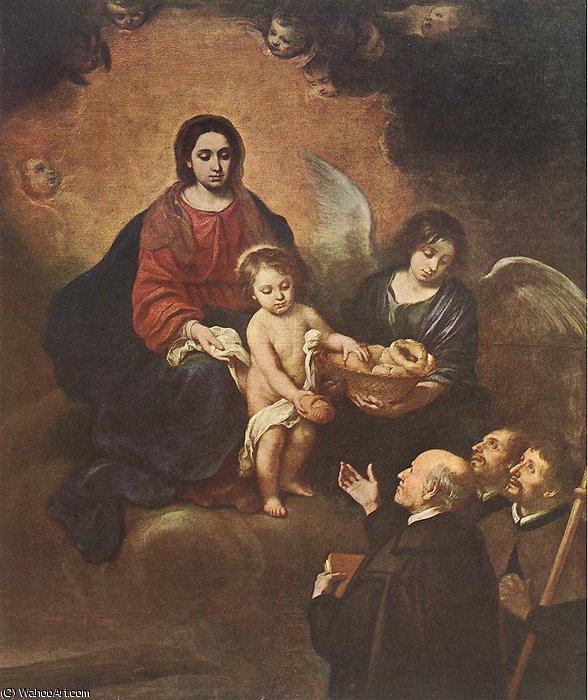 Order Art Reproductions The Infant Jesus Distributing Bread to Pilgrims by Bartolome Esteban Murillo (1618-1682, Spain) | ArtsDot.com