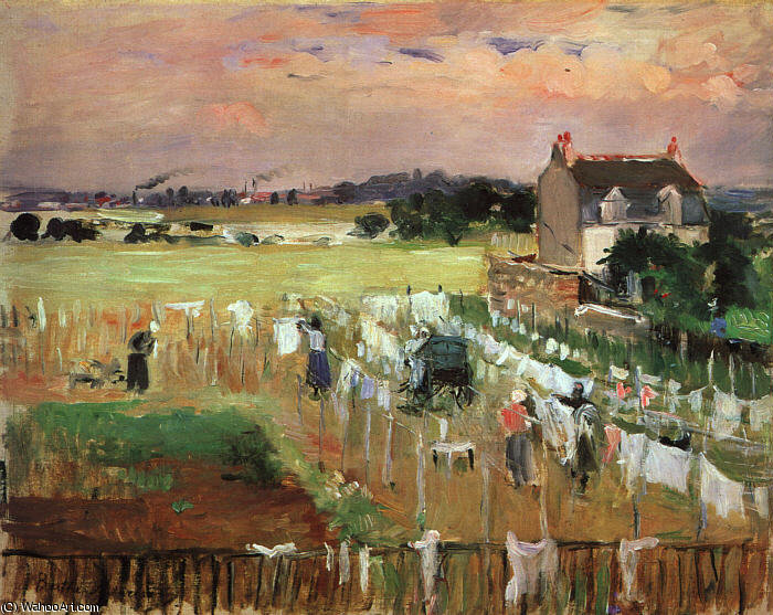 Buy Museum Art Reproductions Hanging out the Laundry to Dry by Berthe Morisot (1841-1895, France) | ArtsDot.com