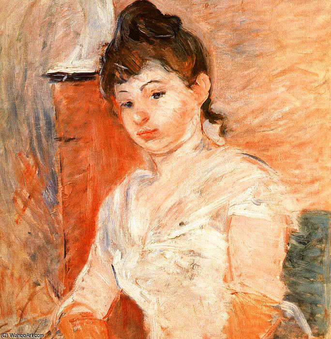 Order Paintings Reproductions Jeune Fille en Blanc by Berthe Morisot (1841-1895, France) | ArtsDot.com
