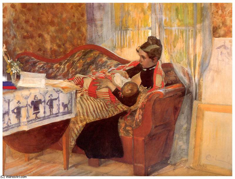 Order Paintings Reproductions lKarin y Brita, 1893 by Carl Larsson (1853-1919, Sweden) | ArtsDot.com