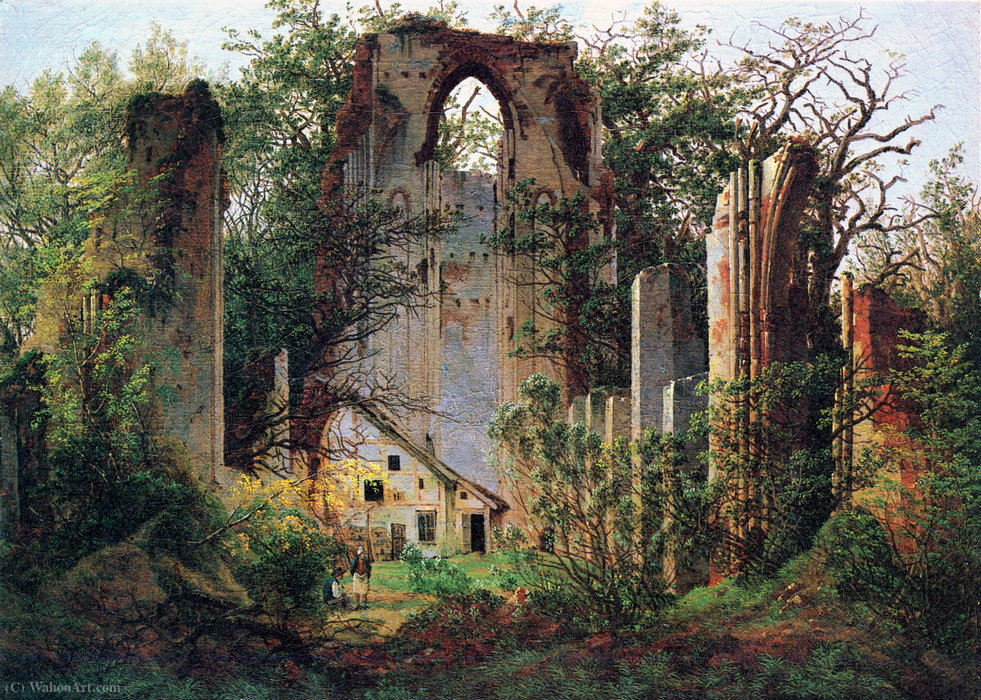 Buy Museum Art Reproductions Monastery ruin Eldena, 1825 by Caspar David Friedrich (1774-1840, Germany) | ArtsDot.com