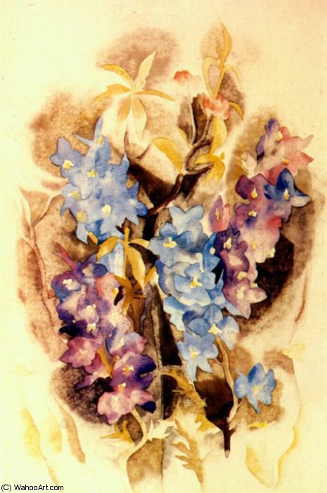 Order Paintings Reproductions delphinium, 1918 by Charles Demuth (1883-1935, United States) | ArtsDot.com