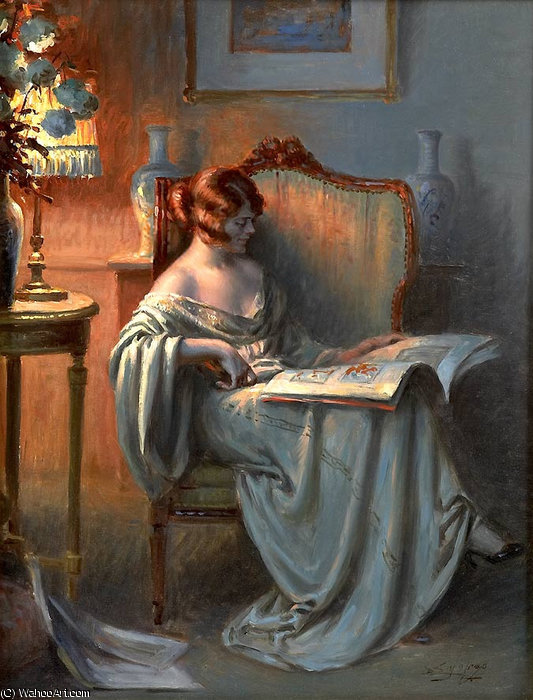 Order Paintings Reproductions la lecture by Delphin Enjolras (1865-1945, France) | ArtsDot.com