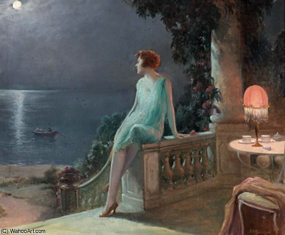 Order Oil Painting Replica on the terrace by Delphin Enjolras (1865-1945, France) | ArtsDot.com