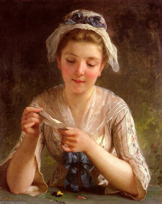 Order Oil Painting Replica la lettre by Emile Munier (1840-1895, France) | ArtsDot.com