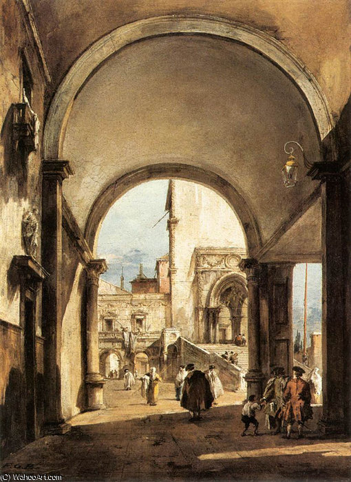 Order Paintings Reproductions an architectural caprice by Francesco Lazzaro Guardi (1712-1793, Italy) | ArtsDot.com