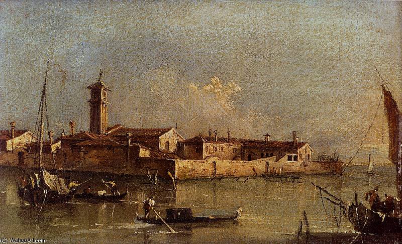 Buy Museum Art Reproductions view of the island of san michele near murano venice by Francesco Lazzaro Guardi (1712-1793, Italy) | ArtsDot.com