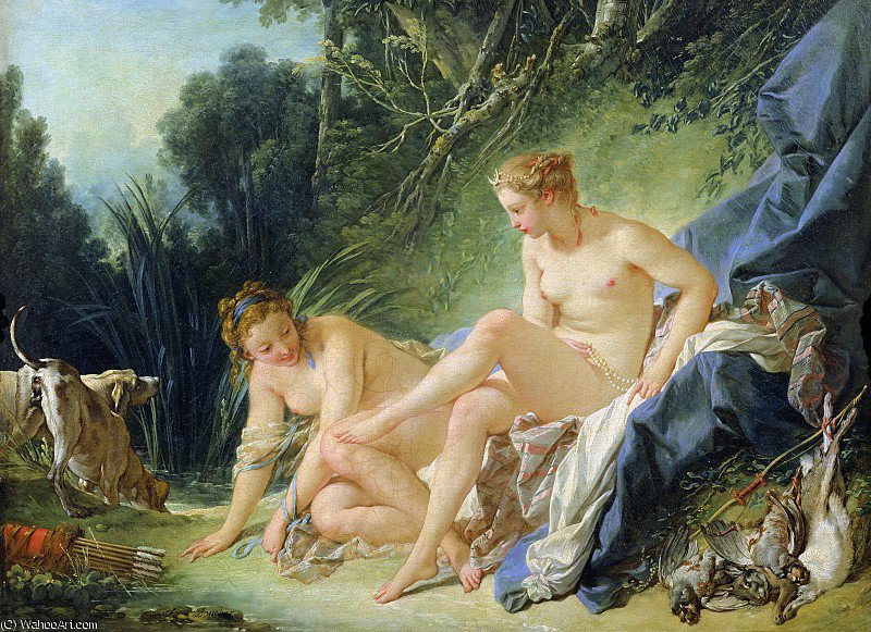 Order Oil Painting Replica Diana getting out of her bath, 1742 by François Boucher (1703-1770, France) | ArtsDot.com